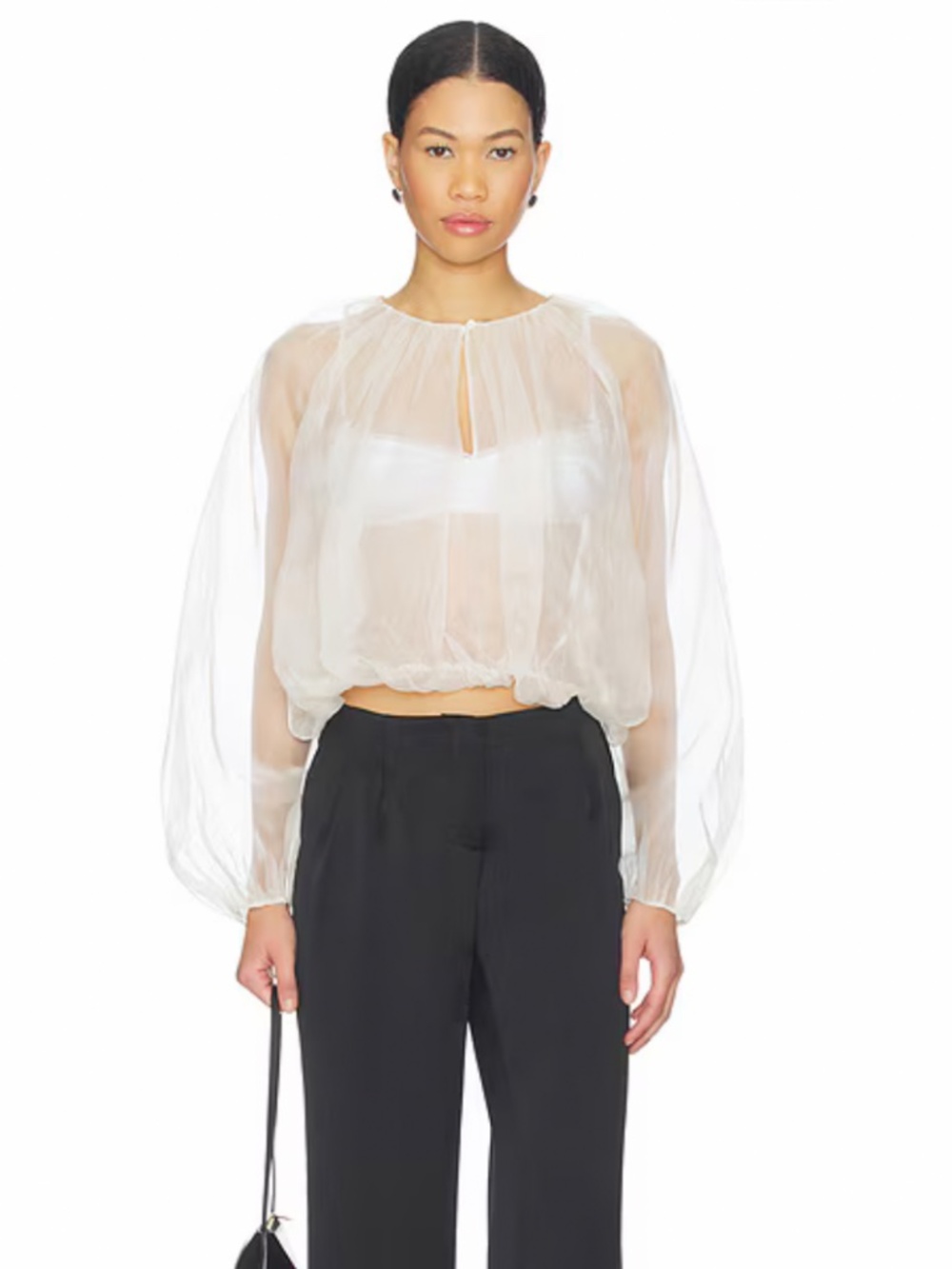 Brand New FRAME The Sheer Balloon Blouse in Cream XS